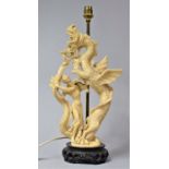 A Reproduction Resin Oriental Table Lamp in the Manner of George and the Dragon, 46cm high