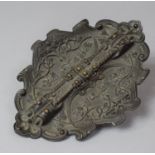 A Late 19th Century French Patinated Brass Pen Tray of Oval Form with Foliate Decoration in