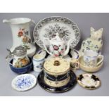 A Collection of Ceramics to Include Ewer, Coffee Pot, Seated Cat etc