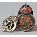 Two Silver Lapel Badges, Enamelled AFS and Another Plain Silver TA