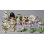 A Collection of Continental Figural Ornaments, Ovoid Casket, Miniature Jug, Vase etc