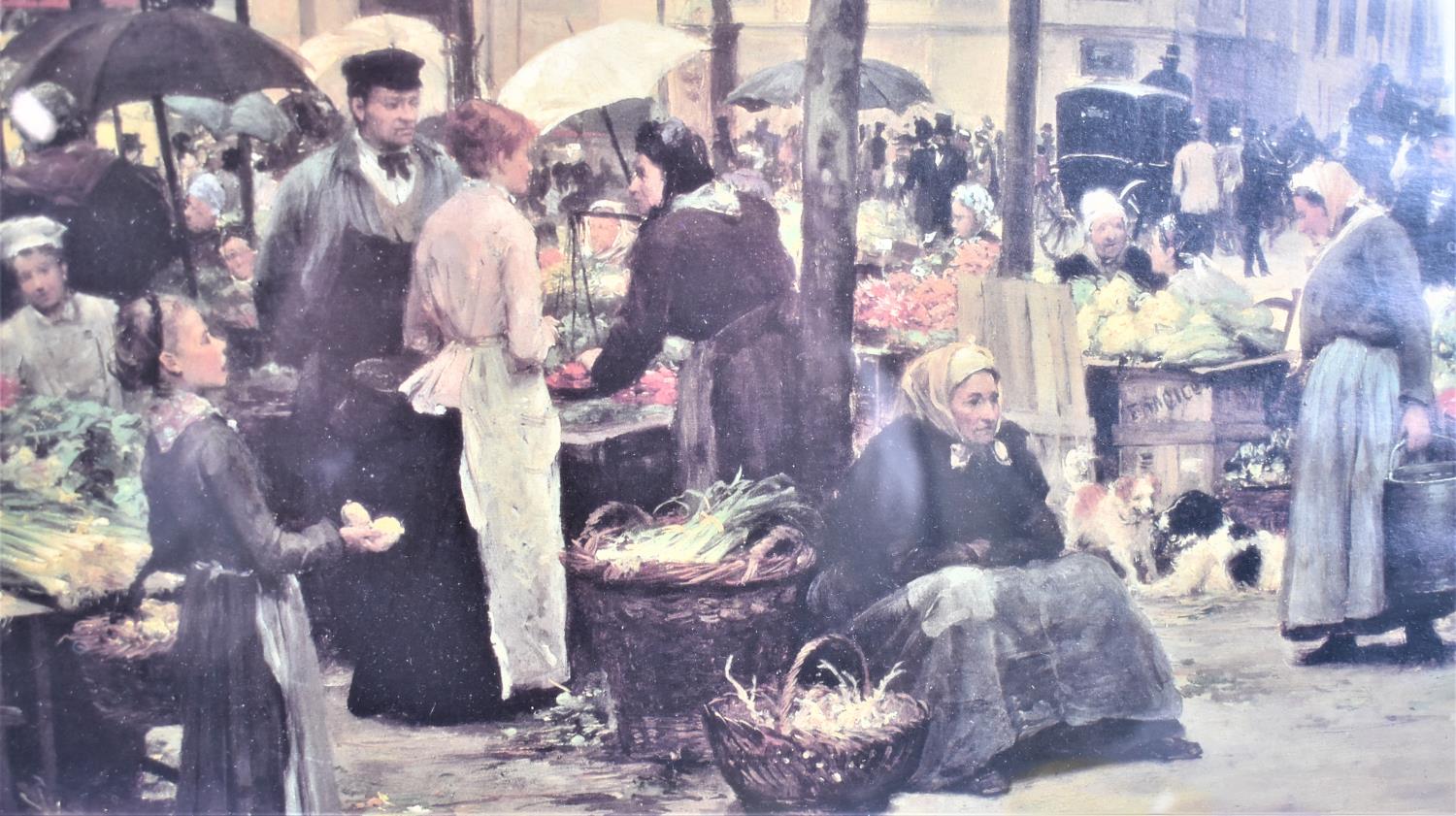 A Framed French Market Print, After Victor Gilbert, 41x31cm - Image 2 of 2