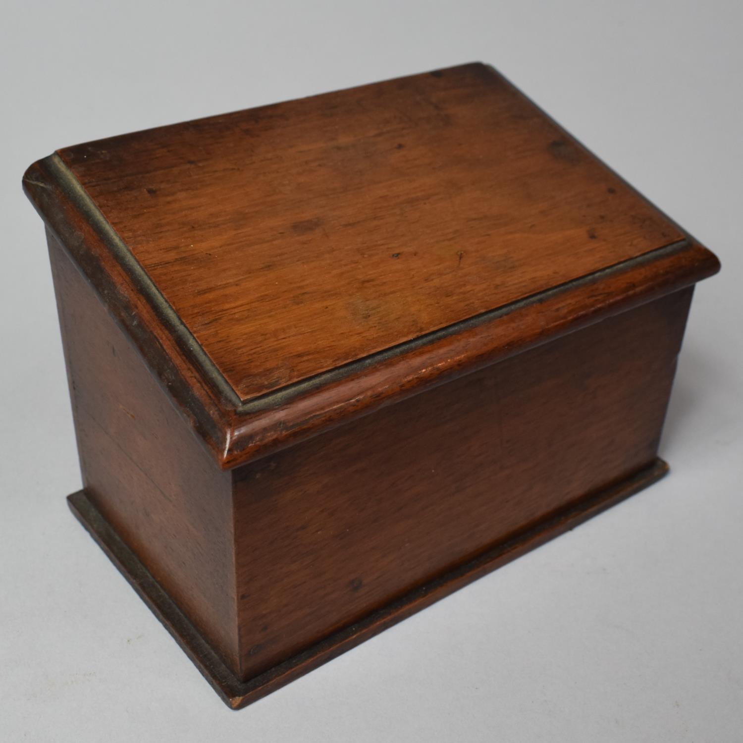 A Late 19th/Early 20th Century Mahogany Three Section Stationery Box Having Hinged Sloping Lid, 17cm