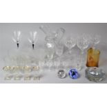 A Collection of Various Glassware to comprise Gilt Decorated Liqueurs on Square Foot with Fluted