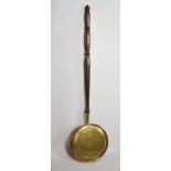 A Brass Bedwardming Pan with Turned Wooden Handle