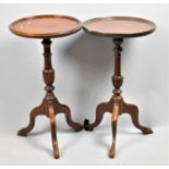 A Near Pair of Mahogany Modern Circular Topped Tripod Tables, 29cm Diameter