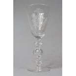 A Hand Blown and Engraved Wine Goblet, Decorated with Coat of Arms and John Minoprio to Base, 22.5cm