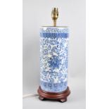 A Modern Oriental Ceramic Table Lamp in the Form of Blue and White Vase, on Stand, 41cm high