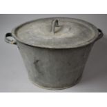 A Galvanised Iron Lidded Washing Bowl, 41cm Diameter