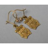 A Pair of 9ct Gold Drop Earrings for Liverpool Football Club, 2.9g
