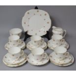 A Collection of Various Crown Staffordshire Rose Pattern Teawares to comprise Cake Plate, Six