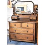 An Edwardian Oak Dressing Chest with Two Short and Two Long Drawers, Raised Jewel Drawers, 106cm