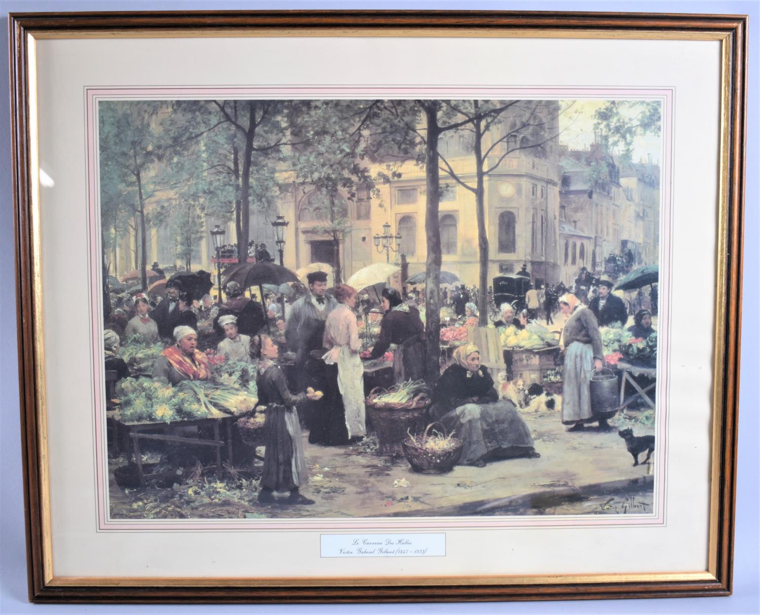 A Framed French Market Print, After Victor Gilbert, 41x31cm