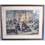 A Framed French Market Print, After Victor Gilbert, 41x31cm