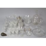 A Collection of Various Glassware to comprise Etched and Cut Champagnes and Decanter, 19th Century