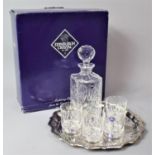 An Edinburgh Crystal Set to comprise Spirit Decanter and Four Short Tumblers on Silver Plated Tray