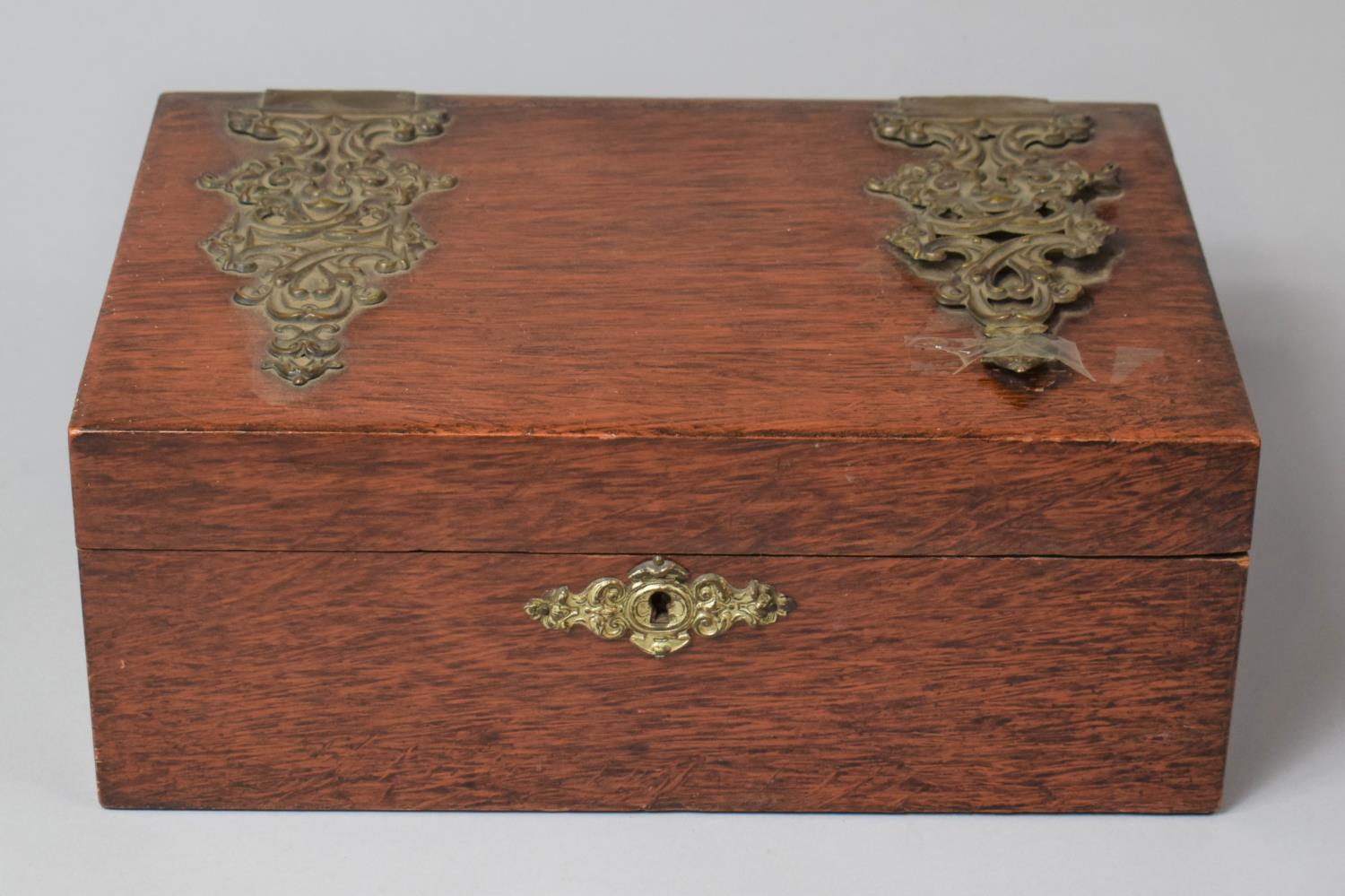 A Late 19th Century Jewellery Box with Inner Removable Tray, One Pierced Ormolu Mount to Lid Has - Image 2 of 4