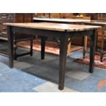 A 19th Century Four Planked Scrub Top Table on Tapering Square Supports, 122x91cm