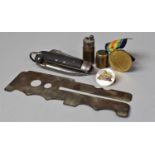 A Collection of Militaria to Include Army Issue Knife, 1941, Trench Art Lighter, WWI Medal Awarded