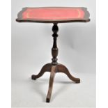 A Modern Rectangular Topped Tripod Wine Table with Tooled Leather Surface, 47cm wide