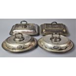 Two Oval Lidded Entree Dishes together with Two Rectangular Examples