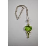 A Silver and Peridot Pendant on 45cm Chain, Stamped 925