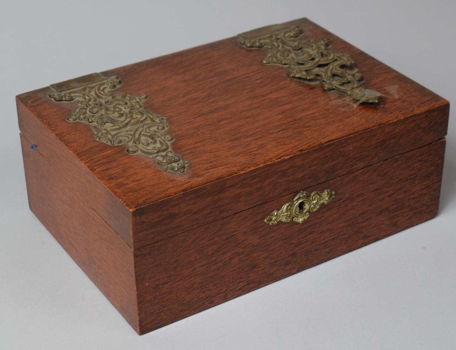 A Late 19th Century Jewellery Box with Inner Removable Tray, One Pierced Ormolu Mount to Lid Has