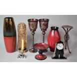 A Collection of Various Items to comprise Candle Pricket, Mantel Clock, Perfume Atomiser Etc