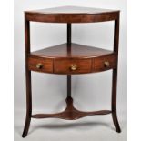 A Georgian Style Mahogany Corner Washstand with Single Centre Drawer Flanked by Dummies, 60cm wide