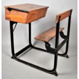 A Vintage Iron Framed School Desk, 61cm Wide