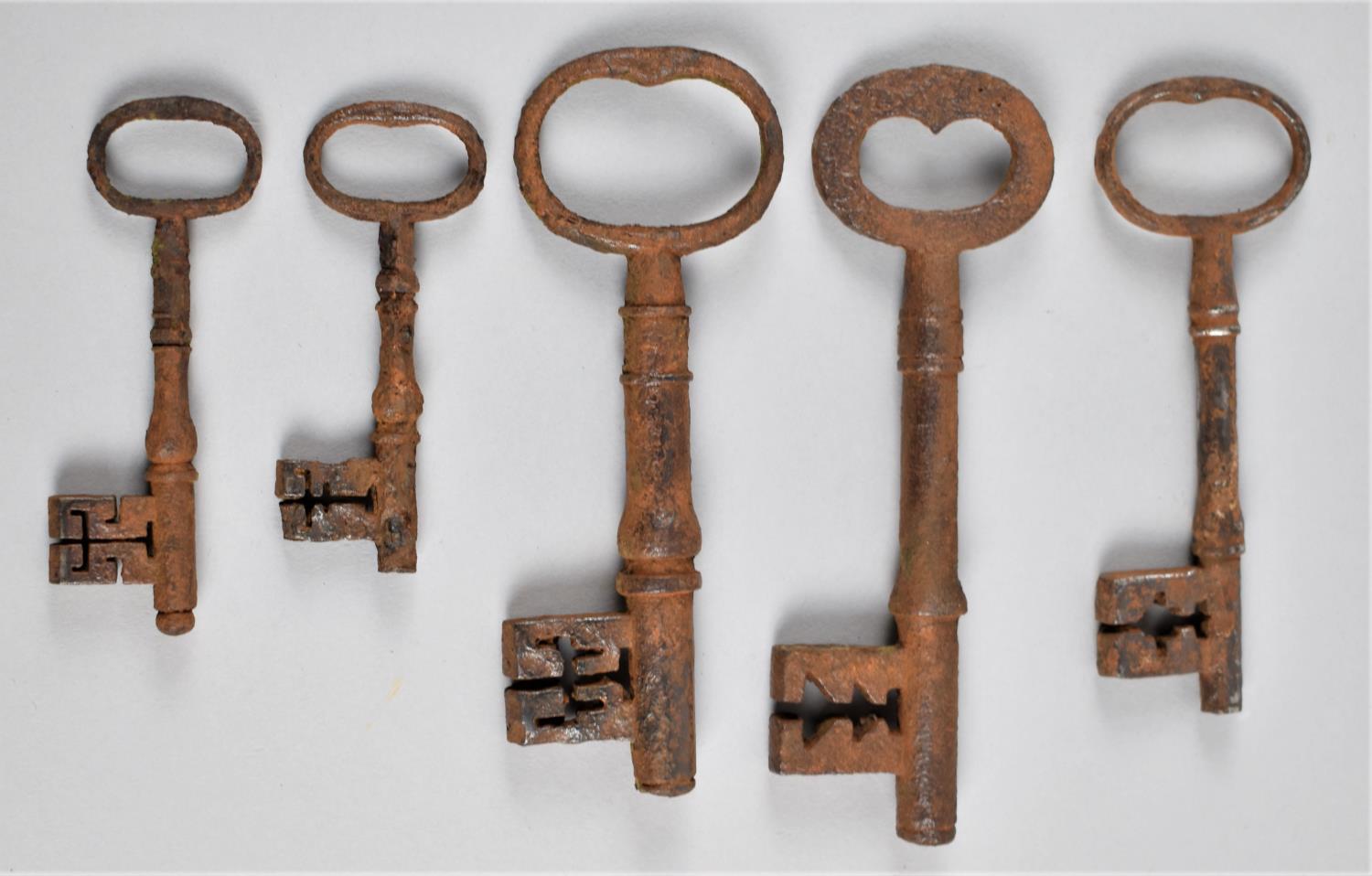 A Collection of Five Vintage Iron Door Keys