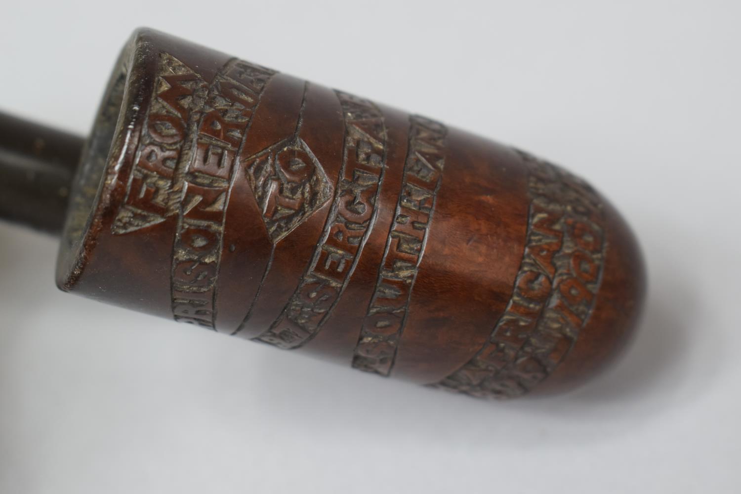 An Unusual Late 19th Century Prisoner of War Briar Pipe, the Bowl Inscribed "From Prisoner of War - Image 2 of 2