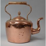 A Heavy Edwardian Copper Kettle with Acorn Finial, 32cm high