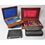 A Collection of Various Empty Cutlery Boxes together with Two Mahogany Cased Canteens of Cutlery (