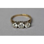 A 9ct Gold Trilogy Ring with White Stones (Not Diamonds), Size L, 2g