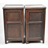 A Pair of Edwardian Oak Bedside Cabinets, 39cm wide and 73cm high