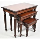 A Modern Nest of Three Mahogany Rectangular Tables, the Largest 66cm Wide