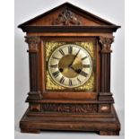 An Edwardian Walnut Cased Mantle Clock, HAC 14 Day Strike, Made in Germany No.3233, 30cm and 39cm