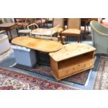 A Collection of Furniture to Include Pine TV/DVD Stand, Twin Pedestal Coffee Table for