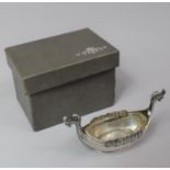 A Novelty Silver Salt, in Original Box by Tostrup, in the Form of a Viking Long Boat with Glass