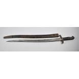 A British 1856 Pattern Bayonet, the Blade inscribed for Reilly with Leather Scabbard, Reilly