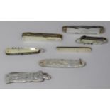 A Collection of Seven Various Pen Knives to Include Four Mother of Pearl Multi Tools, Italian