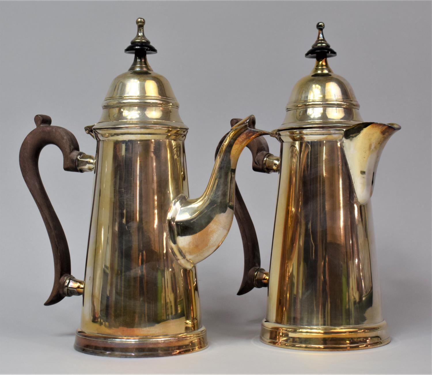 A Pair of Silver Plated Items to Comprise Coffee Pot and Hot Water Jug, both with Hinged Lids,