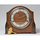 A Mid 20th Century Oak Westminster Chime Mantle Clock, In Need of Attention but Complete with Key