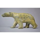 A Large Carved Green Stone Inuk Carving of a Walking Polar Bear,32cm Long