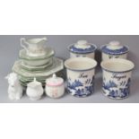 A Collection of Various Ceramics to comprise Four Blue and White Willow Pattern Storage Jars (Two