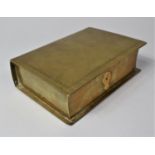 A Late Victorian Novelty Brass Box in the Form of a Book, with Hinged Lid to Fitted Interior, 13cm x