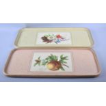 Two Mid 20th Century Floral and Fruit Decorated Trays, Each 60cm wide