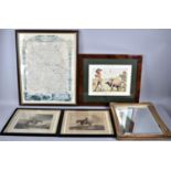 A Collection of Pictures and Prints to Include Shropshire Map, Sporting Prints, Gilt Framed Mirror