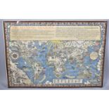 A Large Mounted Poster Map, "The Time and Tide Map Of The Atlantic Charter". Macdonald Gill 1942,